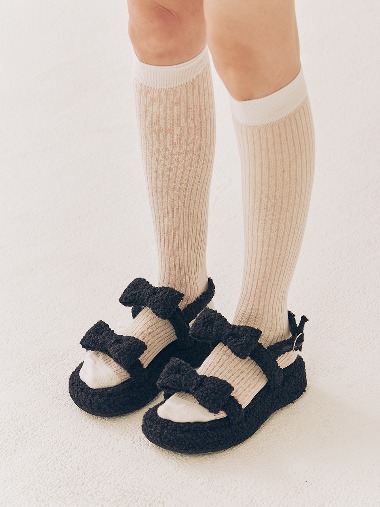 Piona Fur Platform Sandals 피오나 퍼 플랫폼 샌들 - Puddle Black